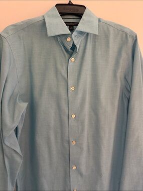 BR No-Iron Sm Slim Fit Green-Blue Men's Dress Shirt